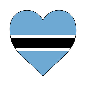 Botswana Heart Shape Flag. Love Botswana. Visit Botswana. Southern Africa. African Union. Vector Illustration Graphic Design.