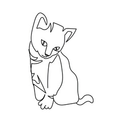 small kitten cat, one line art animal, continuous one line art vector illustration , printing, modern line art, minimalistic, minimalism line art drawing , printable in cards decor, logo concept.