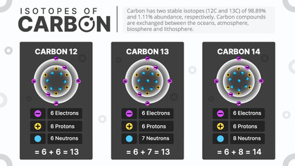 Isotopes of Carbon-Types and Characteristics Vector Illustration