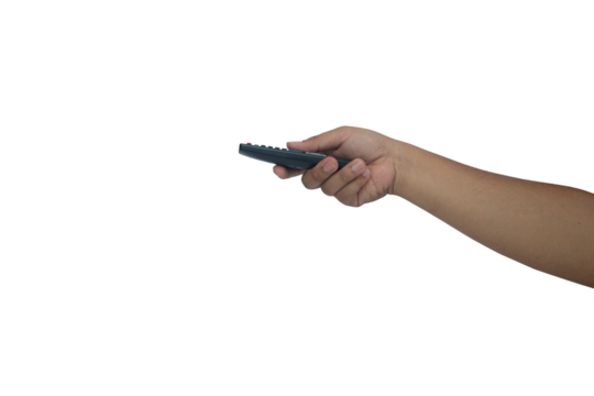 selective focus to Asia man's hand holding television remote control, soft focus