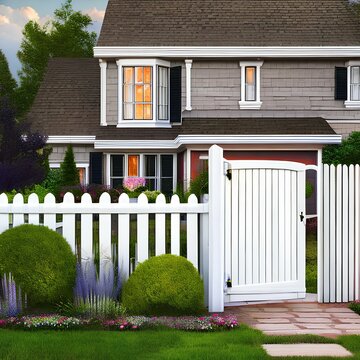 A suburban starter home with a picket fence 2_SwinIRGenerative AI