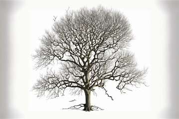 tree with roots whtie background Generative AI