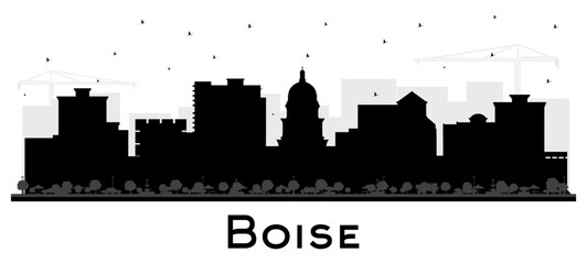 Boise Idaho City Skyline Silhouette with Black Buildings Isolated on White. Vector Illustration. Boise USA Cityscape with Landmarks.