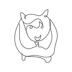  cute small hamster, one line art animal, continuous one line art vector illustration , printing, modern line art, minimalistic, minimalism line art drawing , printable in cards decor,logo concept.