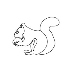 squirrel eating peanut, one line art animal, continuous one line art vector illustration , printing, modern line art, minimalistic, minimalism line art drawing , printable in cards decor,logo concept.