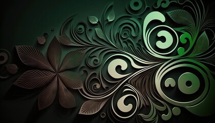 Saint Patrick's Day Geometric Shapes with Abstract patterns and Dark color palette : A Beautiful Unique Colorful and Bold 3D Rendering Wallpaper Template for Celebration (generative AI)