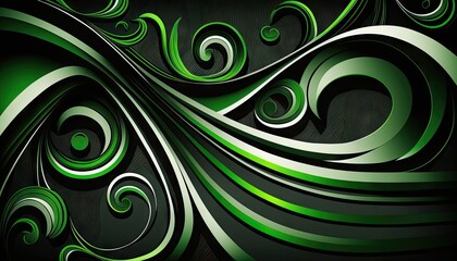 Saint Patrick's Day Geometric Shapes with Curved lines and Dark color palette : A Beautiful Unique Colorful and Bold 3D Rendering Wallpaper Template for Celebration (generative AI)