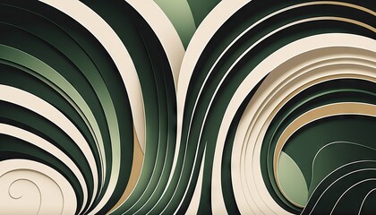 Obraz premium Saint Patrick's Day Geometric Shapes with Curved lines and Muted color palette : A Beautiful Unique Colorful and Bold 3D Rendering Wallpaper Template for Celebration (generative AI)