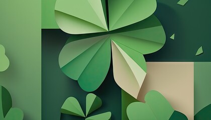 Saint Patrick's Day Geometric Shapes with Minimalist shapes and Calm color palette : A Beautiful Unique Colorful and Bold 3D Rendering Wallpaper Template for Celebration (generative AI)