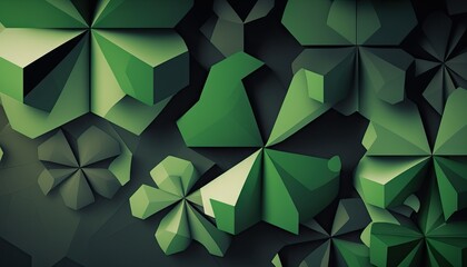 Saint Patrick's Day Geometric Shapes with Repeating shapes and Dark color palette : A Beautiful Unique Colorful and Bold 3D Rendering Wallpaper Template for Celebration (generative AI)