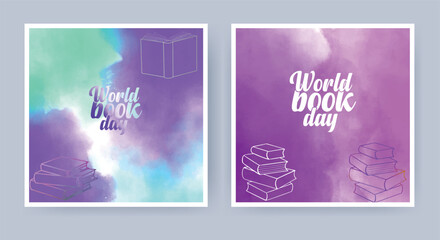 World book day.Mnemonic design with watercolor background