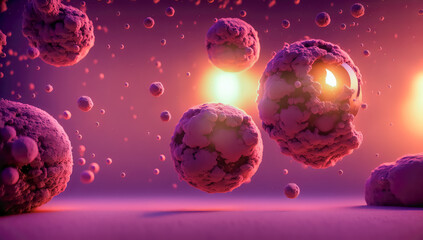 Fototapeta premium close up of bacteria or virus. bacteria closeup for medical purpose or educational background, closeup of virus in general or mutation, macro image of dna and virus. generative ai 