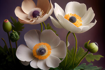 Behold the delicate beauty of anemones. Generative Ai