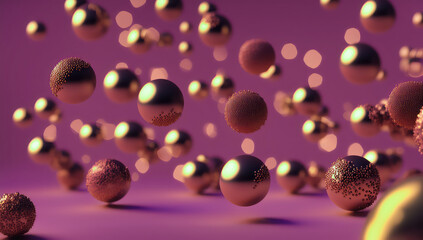 background of particles, spheres particles with spheres blur in background, colorful particles. generative ai