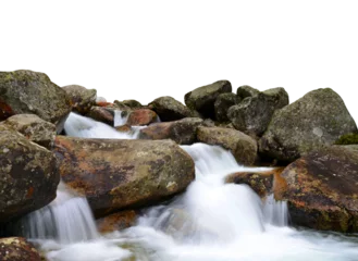 Fototapete Waterfall on mountain stream isolated on transparent background, PNG. © vencav
