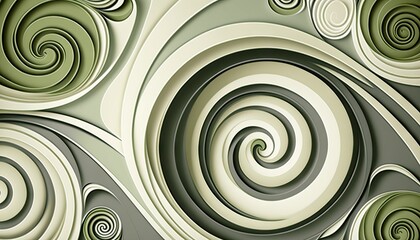 Fototapeta na wymiar Saint Patrick's Day Geometric Shapes with Swirl designs and Muted color palette : A Beautiful Unique Colorful and Bold 3D Rendering Wallpaper Template for Celebration (generative AI)
