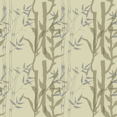 Seamless pattern of bamboo leaf background. Floral seamless texture with leaves.