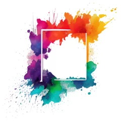 Foto op Canvas vector illustration of colorful frame watercolor splash isolated on white background © terra.incognita