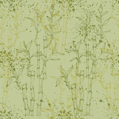 Seamless pattern of bamboo leaf background. Floral seamless texture with leaves.