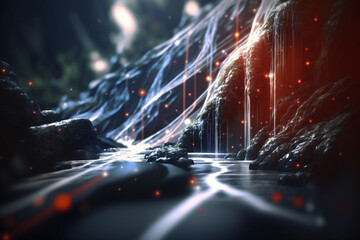 river background with sparks