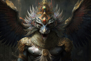 Fototapeta premium Garuda illustration. generative ai