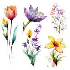 set vector illustration of bloming flowers isolate background International Women's Day and Spring Festival