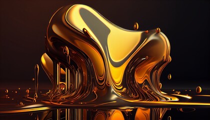 Gold fluid abstract background. Generative AI, Generative, AI