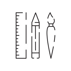 Artist line icon vector. Digital artist and digital art tools sign. isolated contour symbol black illustration