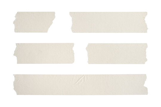 Old adhesive tape set isolated on transparent background. Png realistic design element.