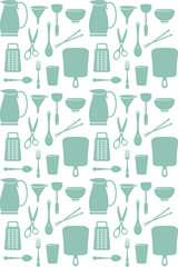 seamless pattern with kitchen tools