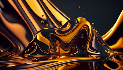 Gold fluid abstract background. Generative AI, Generative, AI