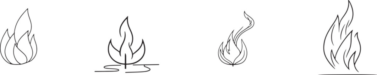 Simple Hand-Drawn Bonfire Outline in Flat Design