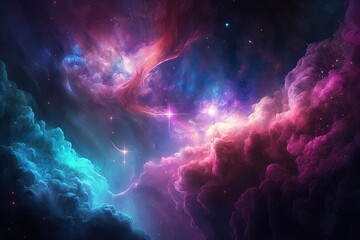 Cosmic nebula background. AI technology generated image