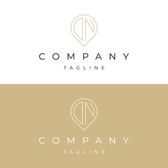 Letter DN ND initial point pin map local icon logo design vector template