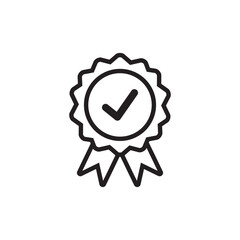 Approved or certified medal icon. Certified badge. Approval check symbol 