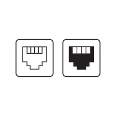 Ethernet Port Icon, Lan Network Port, Communication Port Vector