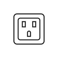 Electric Socket Icon, 3 Pin Electric Power Outlet Socket For Plug Icon Vector