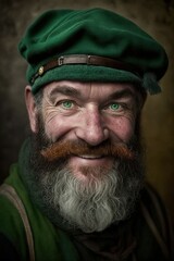 Beautiful Saint Patrick's Day Parade Celebrating Diversity Equity and Inclusion: Caucasian Man in Festive Green Attire Celebration of Irish Culture and Happiness (generative AI)