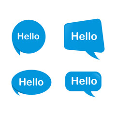 Hello Bubble, Red Speech Message. Hello Speech Message Text Hello in Flat Vector
