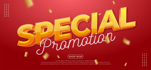 Red background vector banner special promotion text effect 3d style