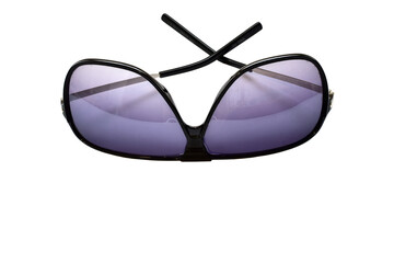 Glasses with dark glasses of a semicircular shape.