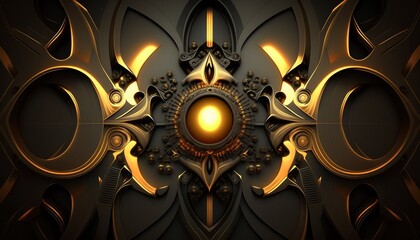 Metallic fractal steampunk style background
