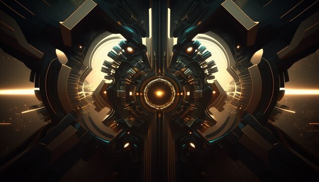 Metallic fractal steampunk style background