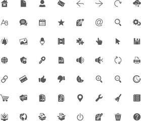 Set of web interface black icons. Vector illustration