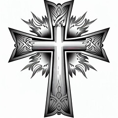 fiery cross black and white, generative ai