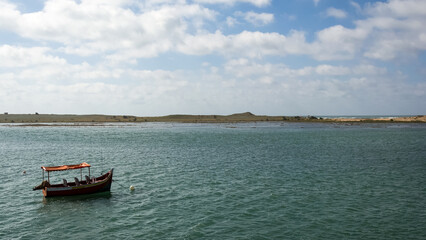 Landscape of Oualidia, a village in Morocco's Atlantic coast in the Casablanca-Settat region and at the border of Merrakch-Asfi. It is situated between El Jadida and Asfi 