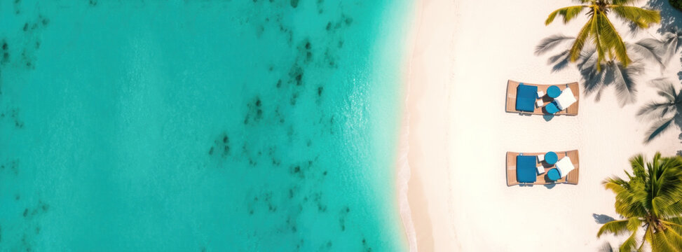 Beautiful summer vacation on a tropical island clear turquoise water of the sea the shore,aerial view of beautiful beach