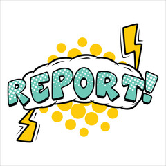 Pop art report text with neon colors