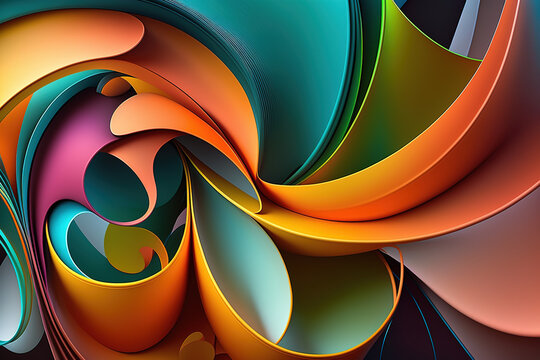 Fondo abstracto de curvas lleno de color, Creado con IA