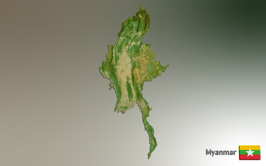 Myanmar Mosaic Country Map